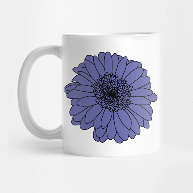 Very Peri Periwinkle Blue Gerbera Floral Drawing Color of the Year 2022 by ellenhenryart